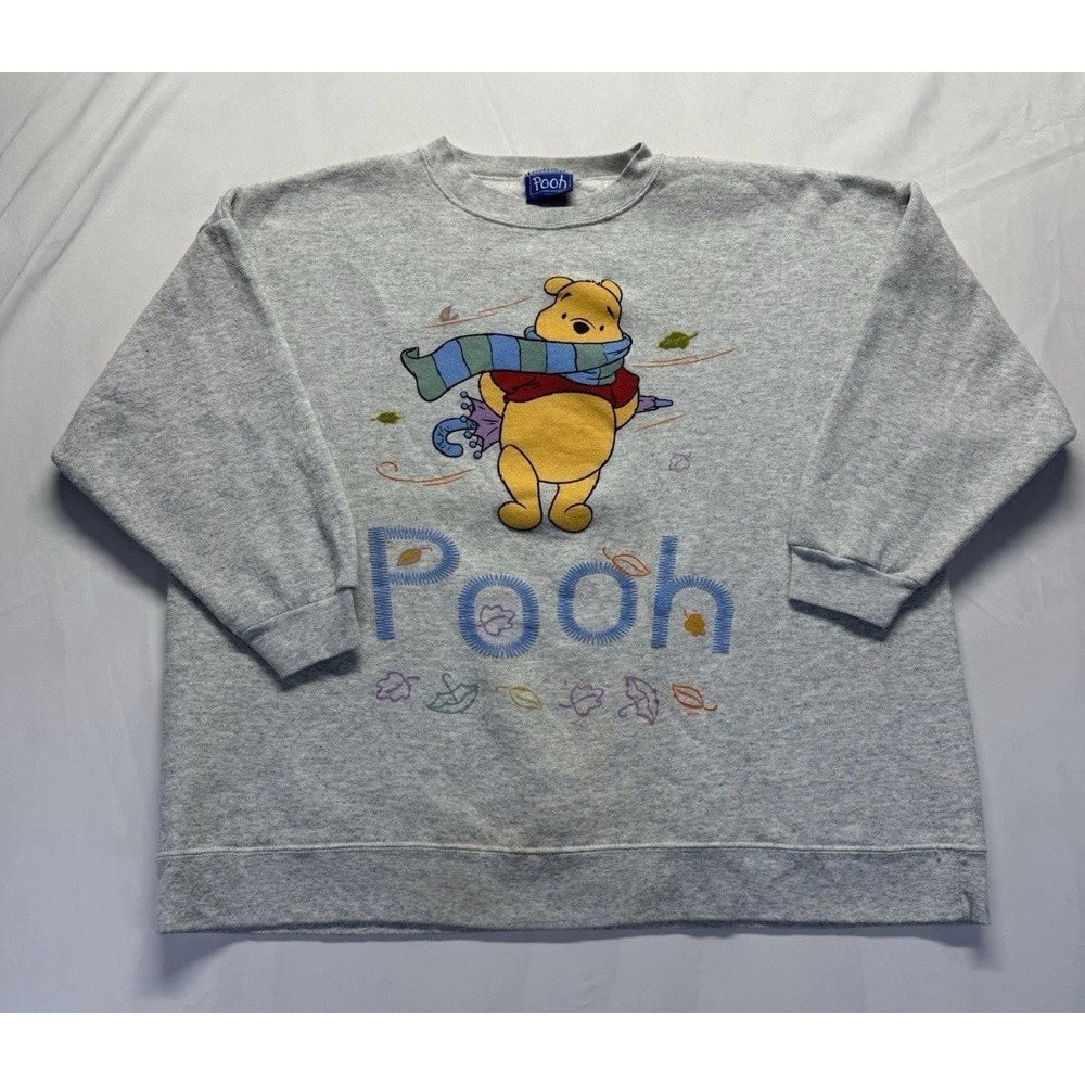 Vintage 90s Winnie The Pooh‎ Sweatshirt XL Disney Gray CrewNeck Y2K Skater